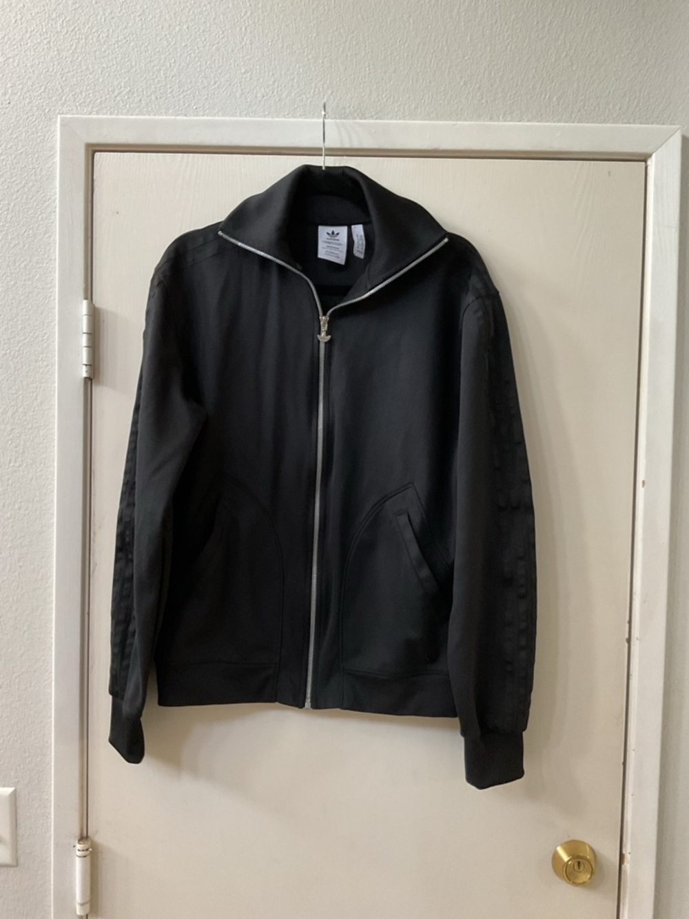 adidas Black Full-Zip Track Jacket with Stand Collar